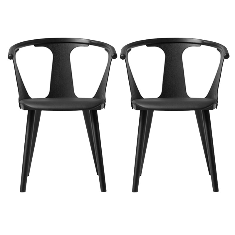 Solid Wood Side Chair Fixed Back Lounge Chair for Living Room Black PU（Polyurethane） 2 Piece Set Clearhalo 'Accent Chairs' 'accent_chairs' 'Chairs & Seating' 'furn' 'furn_accent_chairs' 'Furniture' 'Living Room Furniture' 7369872