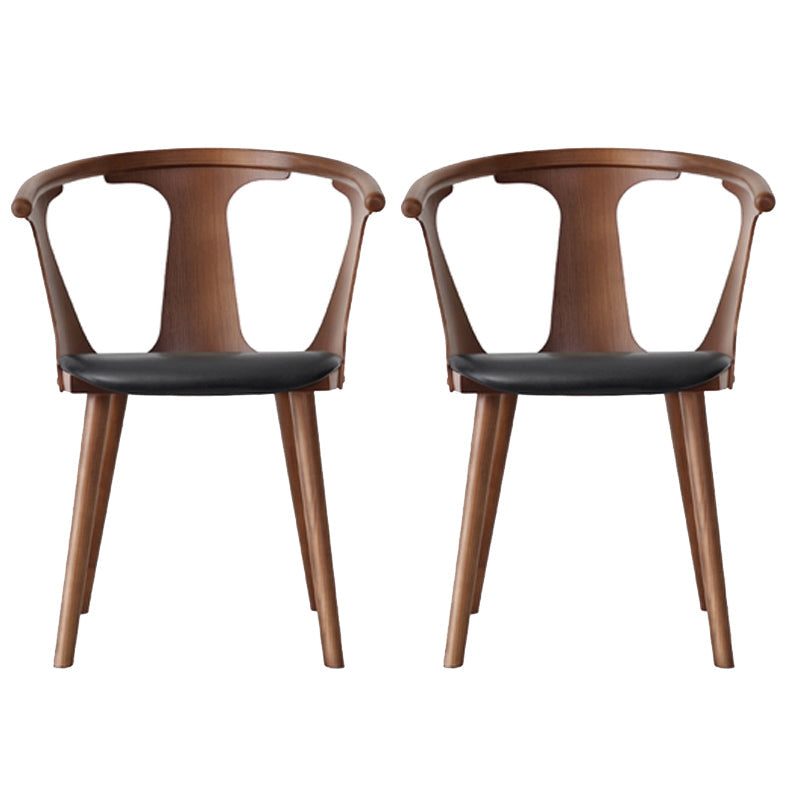 Solid Wood Side Chair Fixed Back Lounge Chair for Living Room Walnut PU（Polyurethane） 2 Piece Set Clearhalo 'Accent Chairs' 'accent_chairs' 'Chairs & Seating' 'furn' 'furn_accent_chairs' 'Furniture' 'Living Room Furniture' 7369874