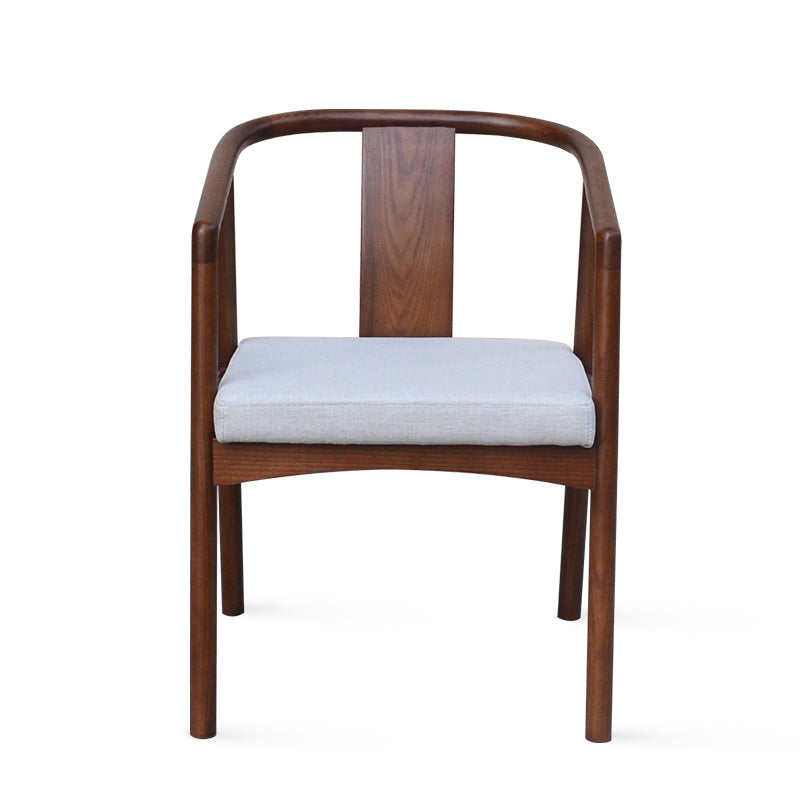 Sloped Arms Side Chair Fixed Back Lounge Chair for Living Room Walnut Cotton and Linen 1 Piece Clearhalo 'Accent Chairs' 'accent_chairs' 'Chairs & Seating' 'furn' 'furn_accent_chairs' 'Furniture' 'Living Room Furniture' 7369882