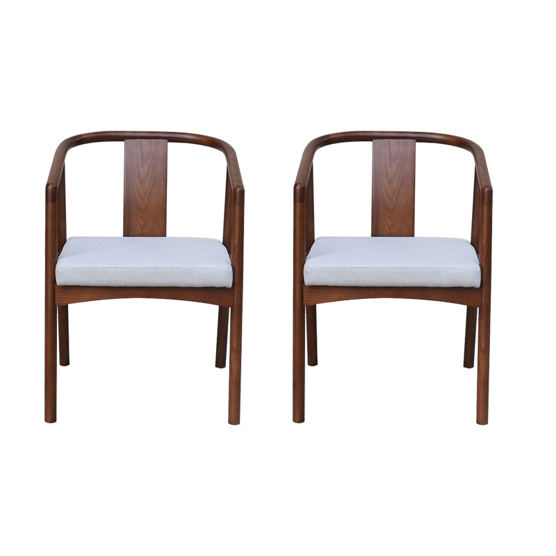 Sloped Arms Side Chair Fixed Back Lounge Chair for Living Room Walnut Cotton and Linen 2 Piece Set Clearhalo 'Accent Chairs' 'accent_chairs' 'Chairs & Seating' 'furn' 'furn_accent_chairs' 'Furniture' 'Living Room Furniture' 7369884