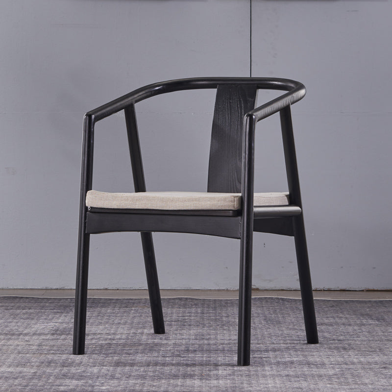 Sloped Arms Side Chair Fixed Back Lounge Chair for Living Room Black Cotton and Linen 1 Piece Clearhalo 'Accent Chairs' 'accent_chairs' 'Chairs & Seating' 'furn' 'furn_accent_chairs' 'Furniture' 'Living Room Furniture' 7369886