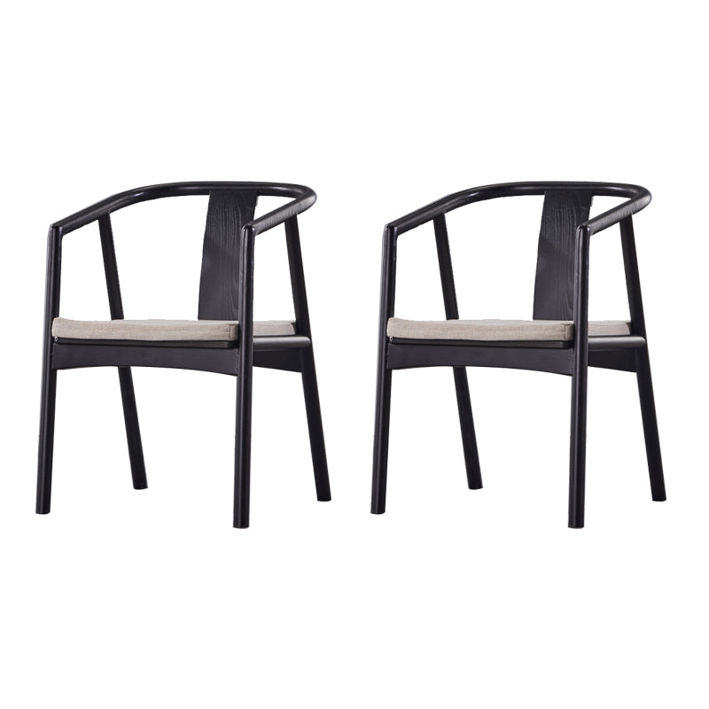 Sloped Arms Side Chair Fixed Back Lounge Chair for Living Room Black Cotton and Linen 2 Piece Set Clearhalo 'Accent Chairs' 'accent_chairs' 'Chairs & Seating' 'furn' 'furn_accent_chairs' 'Furniture' 'Living Room Furniture' 7369888