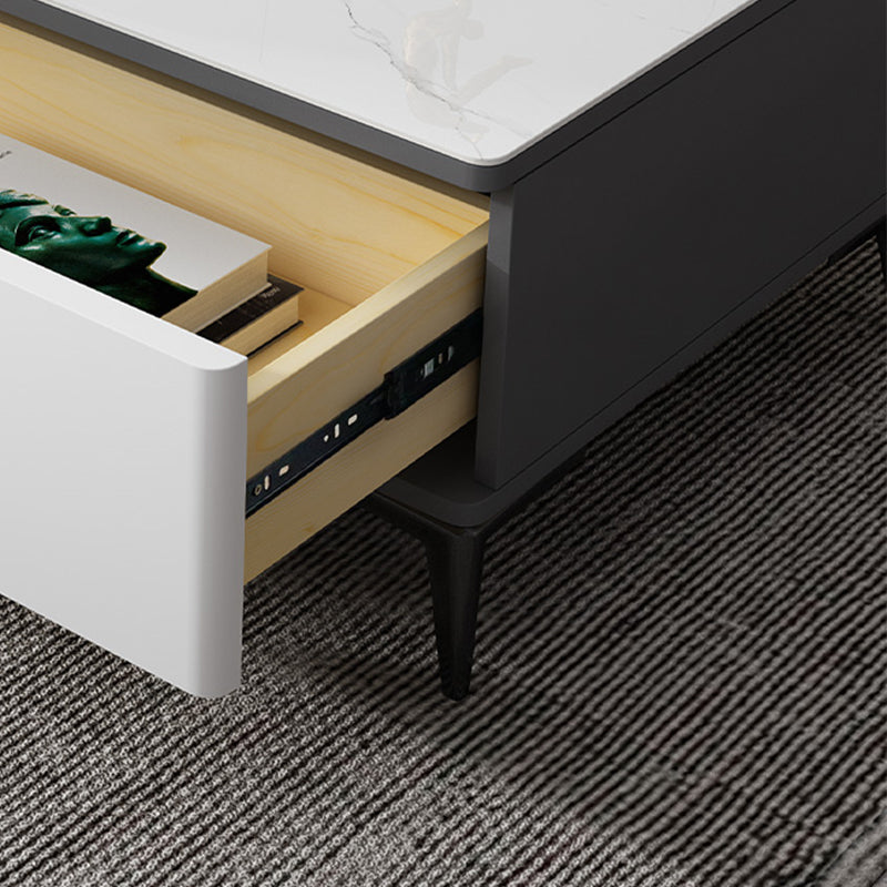 Stone 4 Legs Cocktail Table Rectangle Single Coffee Table with Drawer Clearhalo 'Coffee & Accent Tables' 'Coffee Tables' 'coffee_tables' 'furn' 'furn_coffee_tables' 'Furniture' 'Living Room Furniture' 7370648