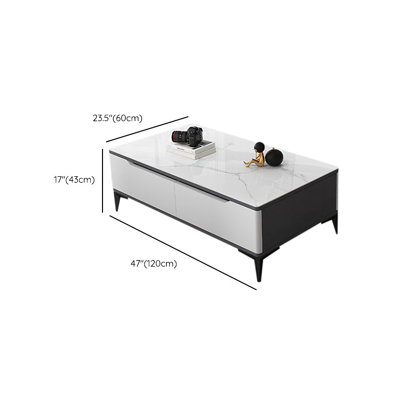 Stone 4 Legs Cocktail Table Rectangle Single Coffee Table with Drawer Clearhalo 'Coffee & Accent Tables' 'Coffee Tables' 'coffee_tables' 'furn' 'furn_coffee_tables' 'Furniture' 'Living Room Furniture' 7370652