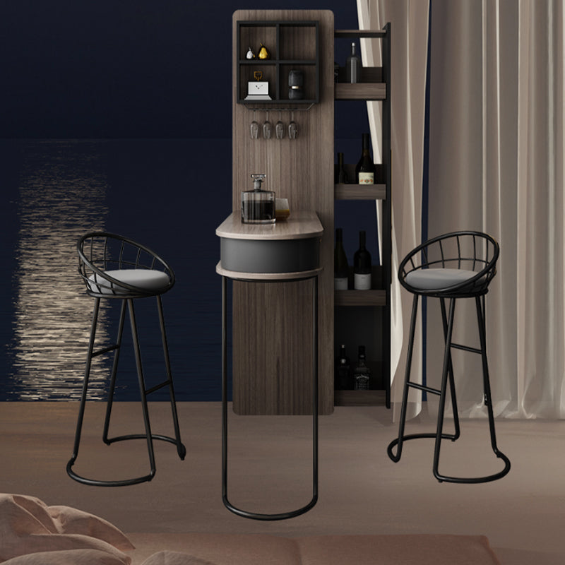 Ellipse Shape Bar Table Storable Table with Wine Holder for Living Room Clearhalo 'Bar Furniture' 'Bar Tables' 'bar_tables' 'furn' 'furn_bar_tables' 'Furniture' 'Kitchen & Dining Furniture' 7370768
