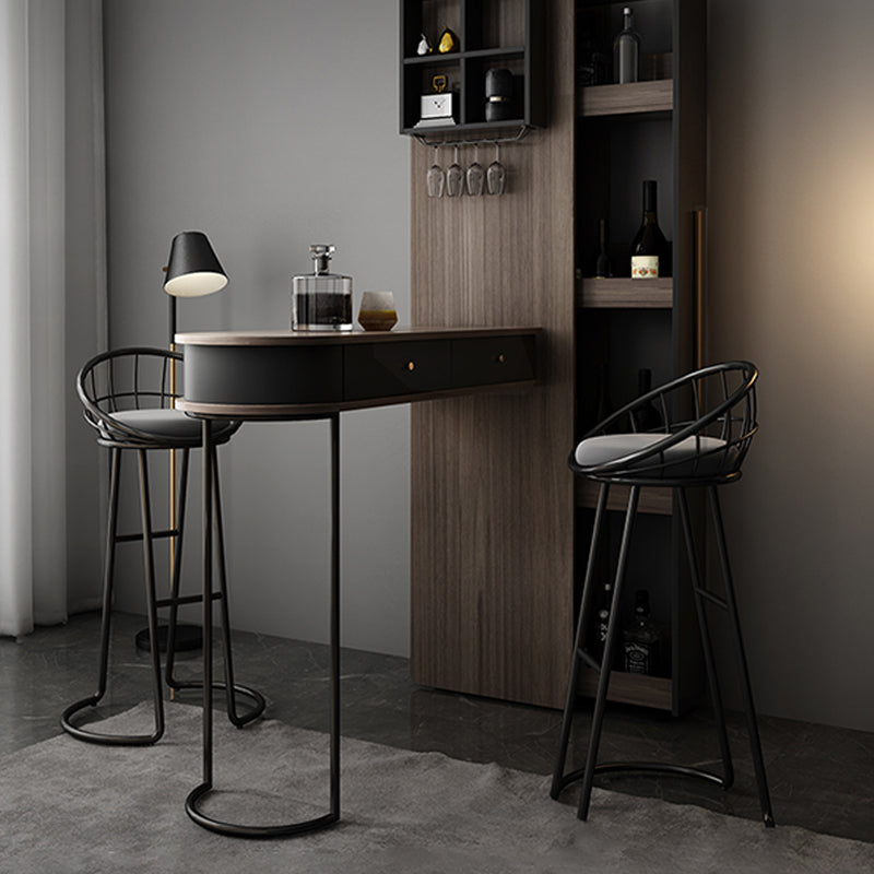 Ellipse Shape Bar Table Storable Table with Wine Holder for Living Room Clearhalo 'Bar Furniture' 'Bar Tables' 'bar_tables' 'furn' 'furn_bar_tables' 'Furniture' 'Kitchen & Dining Furniture' 7370770