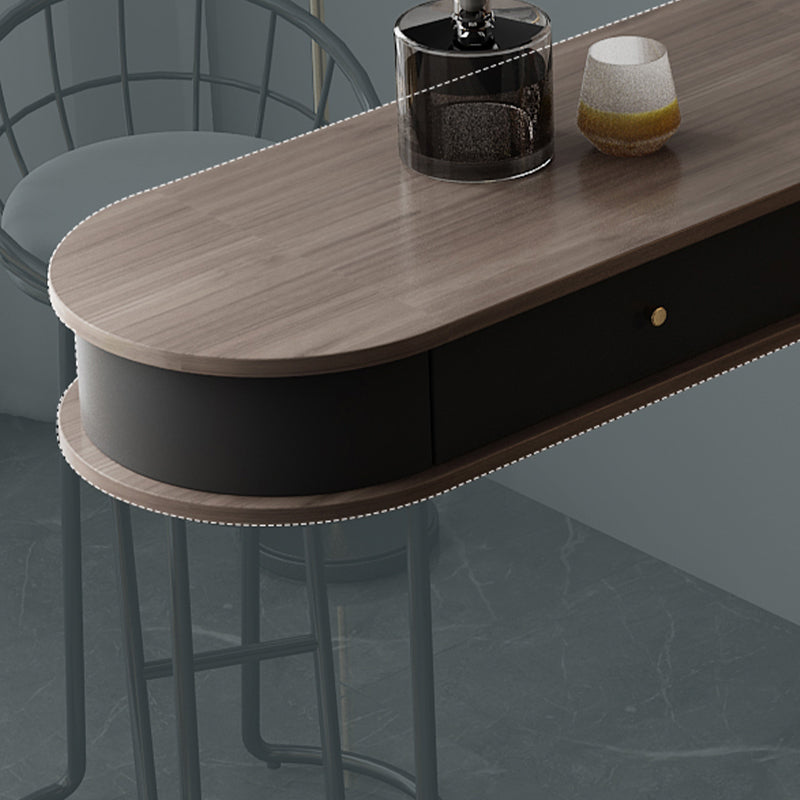 Ellipse Shape Bar Table Storable Table with Wine Holder for Living Room Clearhalo 'Bar Furniture' 'Bar Tables' 'bar_tables' 'furn' 'furn_bar_tables' 'Furniture' 'Kitchen & Dining Furniture' 7370772