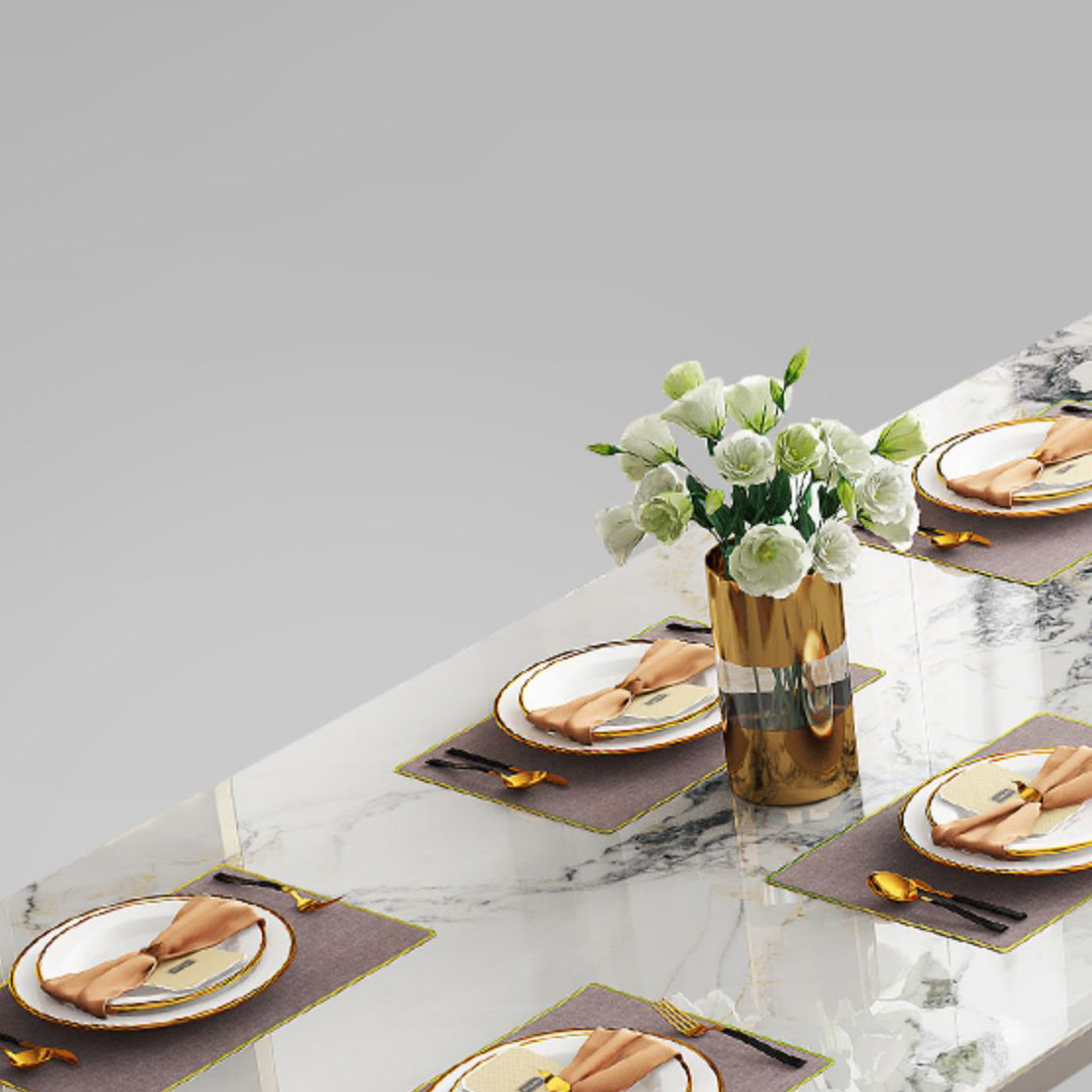 Modern Style Stone Furniture 5/7/9/11 Pcs Rectangle Shape Dinette Table with Dining Chair