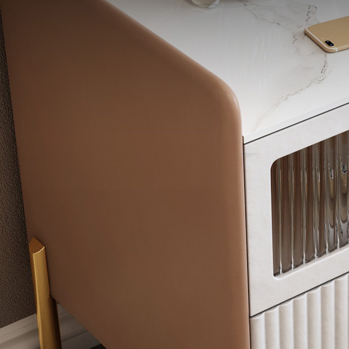 Classic Glam Bed Nightstand Stone Accent Table Nightstand with Drawers Clearhalo 'Bedroom Furniture' 'furn' 'furn_night_stand' 'Furniture' 'night_stand' 'Nightstands' 7371094