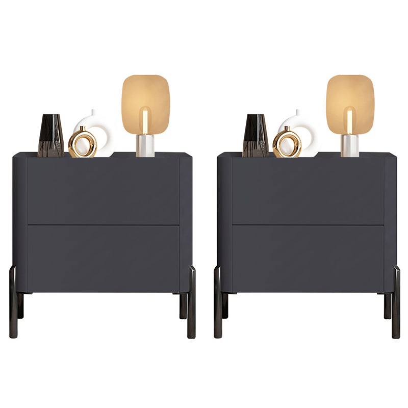 Engineered Wood Bedside Cabinet Modern Bed Nightstand with Drawers Dark Gray 2 Piece Set Clearhalo 'Bedroom Furniture' 'furn' 'furn_night_stand' 'Furniture' 'night_stand' 'Nightstands' 7371905