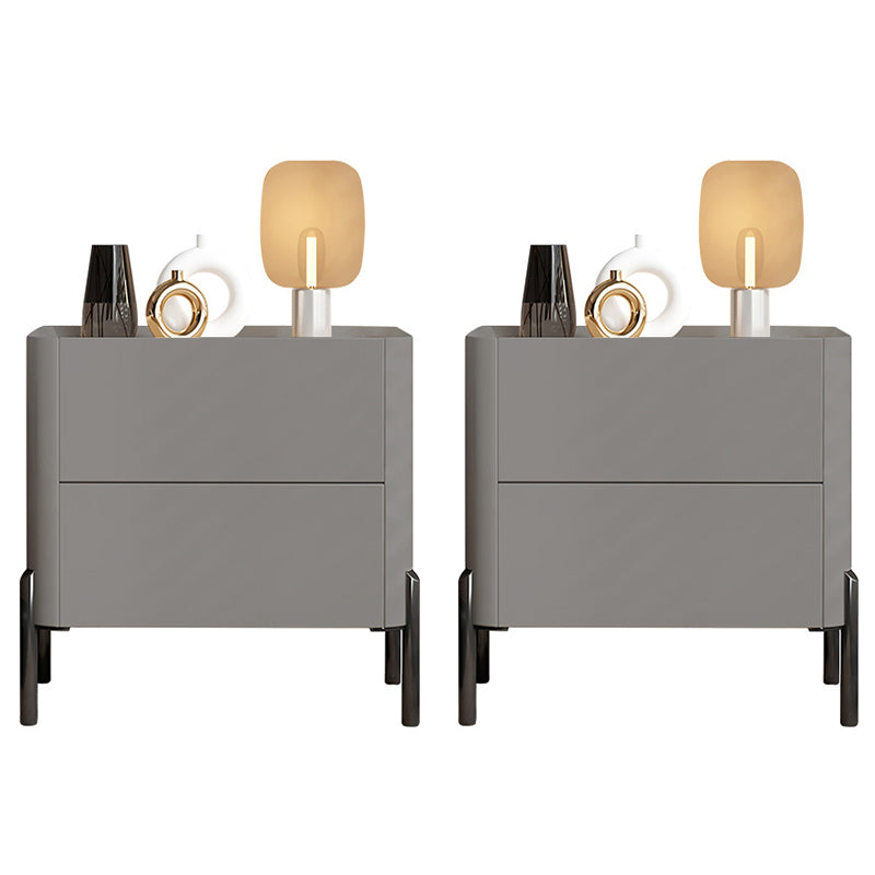 Engineered Wood Bedside Cabinet Modern Bed Nightstand with Drawers Light Gray 2 Piece Set Clearhalo 'Bedroom Furniture' 'furn' 'furn_night_stand' 'Furniture' 'night_stand' 'Nightstands' 7371906