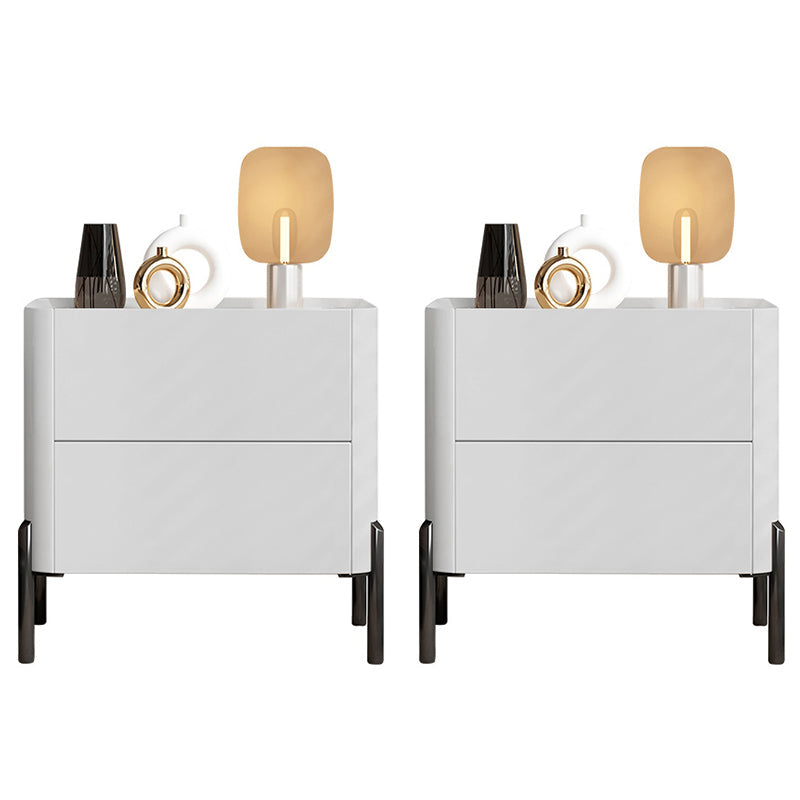 Engineered Wood Bedside Cabinet Modern Bed Nightstand with Drawers White 2 Piece Set Clearhalo 'Bedroom Furniture' 'furn' 'furn_night_stand' 'Furniture' 'night_stand' 'Nightstands' 7371908