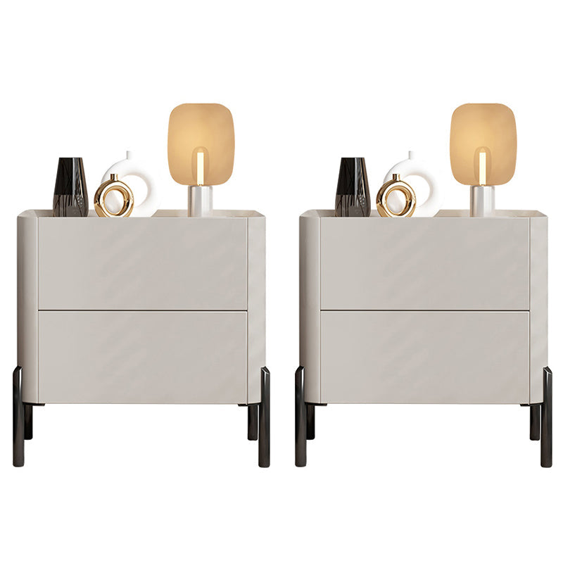 Engineered Wood Bedside Cabinet Modern Bed Nightstand with Drawers Cream Gray 2 Piece Set Clearhalo 'Bedroom Furniture' 'furn' 'furn_night_stand' 'Furniture' 'night_stand' 'Nightstands' 7371910