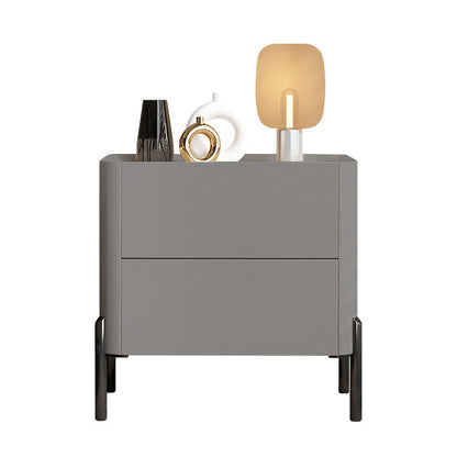 Engineered Wood Bedside Cabinet Modern Bed Nightstand with Drawers Light Gray 1 Piece Clearhalo 'Bedroom Furniture' 'furn' 'furn_night_stand' 'Furniture' 'night_stand' 'Nightstands' 7371914