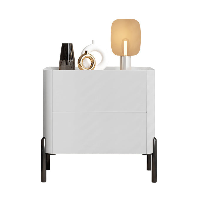 Engineered Wood Bedside Cabinet Modern Bed Nightstand with Drawers White 1 Piece Clearhalo 'Bedroom Furniture' 'furn' 'furn_night_stand' 'Furniture' 'night_stand' 'Nightstands' 7371916