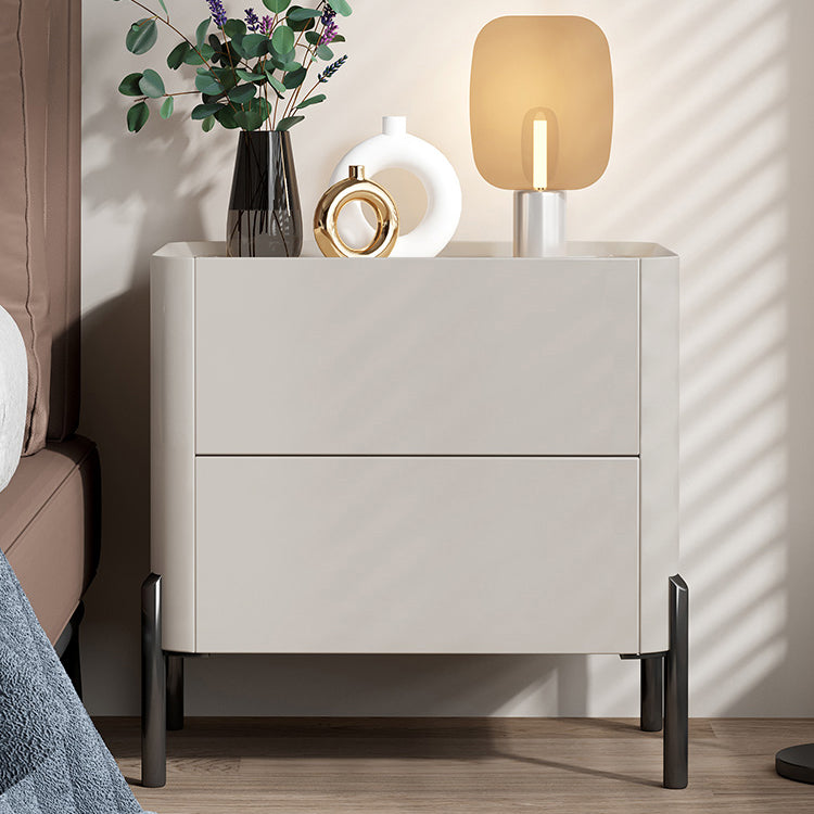 Engineered Wood Bedside Cabinet Modern Bed Nightstand with Drawers 20"L x 16"W x 20"H Cream Gray 1 Piece Clearhalo 'Bedroom Furniture' 'furn' 'furn_night_stand' 'Furniture' 'night_stand' 'Nightstands' 7371918