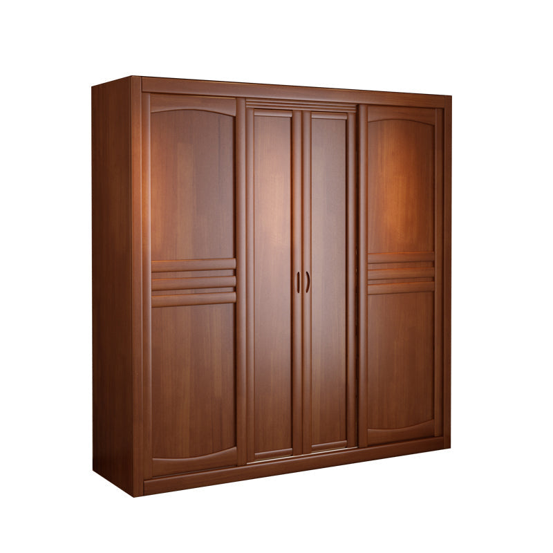 Rubber Wood Frame Wardrobe Freestanding Wardrobe Armoire with Shelves and Clothes Rail Armoire 79"L x 24"W x 83"H Clearhalo 'Armoires & Wardrobes' 'armoires_wardrobes' 'Bedroom Furniture' 'furn' 'furn_armoires_wardrobes' 'Furniture' 7371931