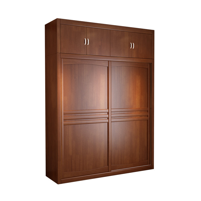 Rubber Wood Frame Wardrobe Freestanding Wardrobe Armoire with Shelves and Clothes Rail Armoire with Top Cabinet 55"L x 24"W x 83"H Clearhalo 'Armoires & Wardrobes' 'armoires_wardrobes' 'Bedroom Furniture' 'furn' 'furn_armoires_wardrobes' 'Furniture' 7371948