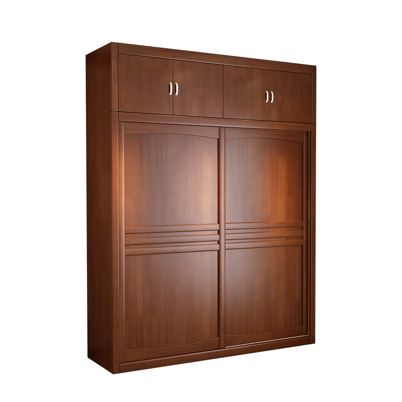 Rubber Wood Frame Wardrobe Freestanding Wardrobe Armoire with Shelves and Clothes Rail Armoire with Top Cabinet 63"L x 24"W x 83"H Clearhalo 'Armoires & Wardrobes' 'armoires_wardrobes' 'Bedroom Furniture' 'furn' 'furn_armoires_wardrobes' 'Furniture' 7371949