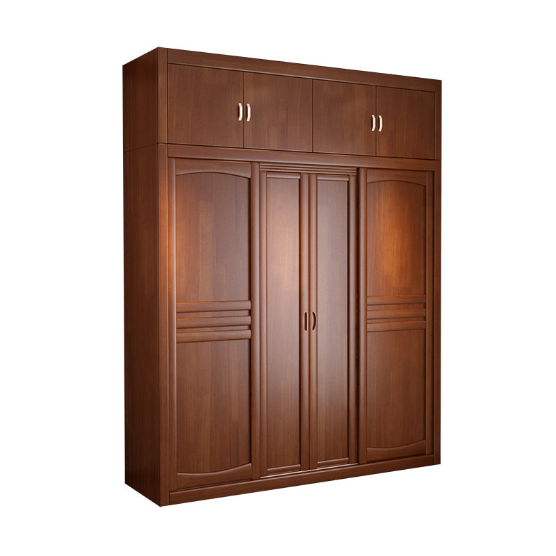 Rubber Wood Frame Wardrobe Freestanding Wardrobe Armoire with Shelves and Clothes Rail Armoire with Top Cabinet Clearhalo 'Armoires & Wardrobes' 'armoires_wardrobes' 'Bedroom Furniture' 'furn' 'furn_armoires_wardrobes' 'Furniture' 7371950