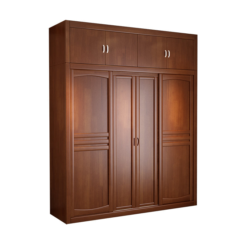 Rubber Wood Frame Wardrobe Freestanding Wardrobe Armoire with Shelves and Clothes Rail Armoire with Top Cabinet 91"L x 24"W x 83"H Clearhalo 'Armoires & Wardrobes' 'armoires_wardrobes' 'Bedroom Furniture' 'furn' 'furn_armoires_wardrobes' 'Furniture' 7371951