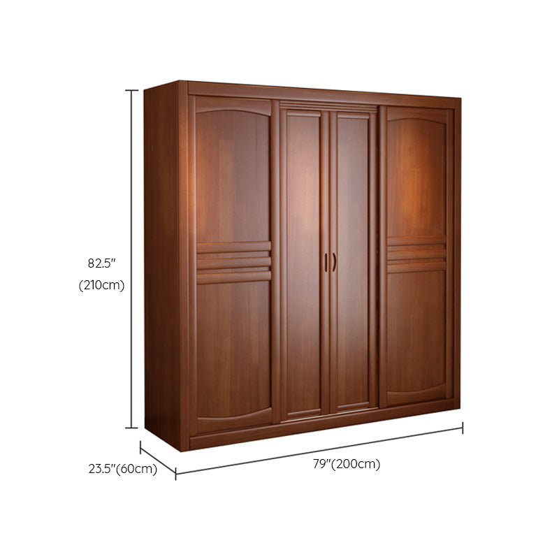 Rubber Wood Frame Wardrobe Freestanding Wardrobe Armoire with Shelves and Clothes Rail Clearhalo 'Armoires & Wardrobes' 'armoires_wardrobes' 'Bedroom Furniture' 'furn' 'furn_armoires_wardrobes' 'Furniture' 7371955