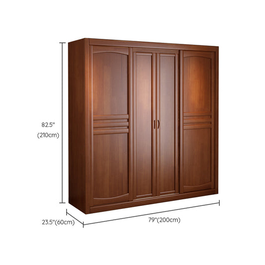Rubber Wood Frame Wardrobe Freestanding Wardrobe Armoire with Shelves and Clothes Rail Clearhalo 'Armoires & Wardrobes' 'armoires_wardrobes' 'Bedroom Furniture' 'furn' 'furn_armoires_wardrobes' 'Furniture' 7371955