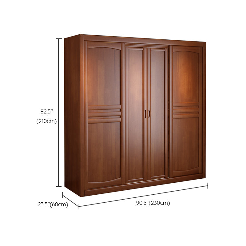 Rubber Wood Frame Wardrobe Freestanding Wardrobe Armoire with Shelves and Clothes Rail Clearhalo 'Armoires & Wardrobes' 'armoires_wardrobes' 'Bedroom Furniture' 'furn' 'furn_armoires_wardrobes' 'Furniture' 7371956