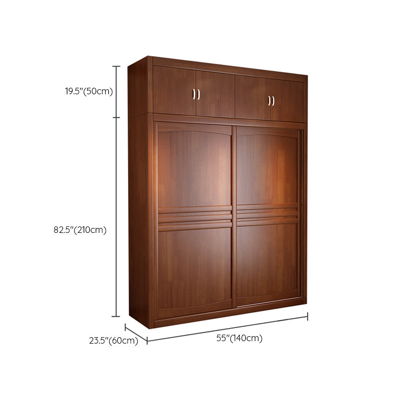 Rubber Wood Frame Wardrobe Freestanding Wardrobe Armoire with Shelves and Clothes Rail Clearhalo 'Armoires & Wardrobes' 'armoires_wardrobes' 'Bedroom Furniture' 'furn' 'furn_armoires_wardrobes' 'Furniture' 7371957