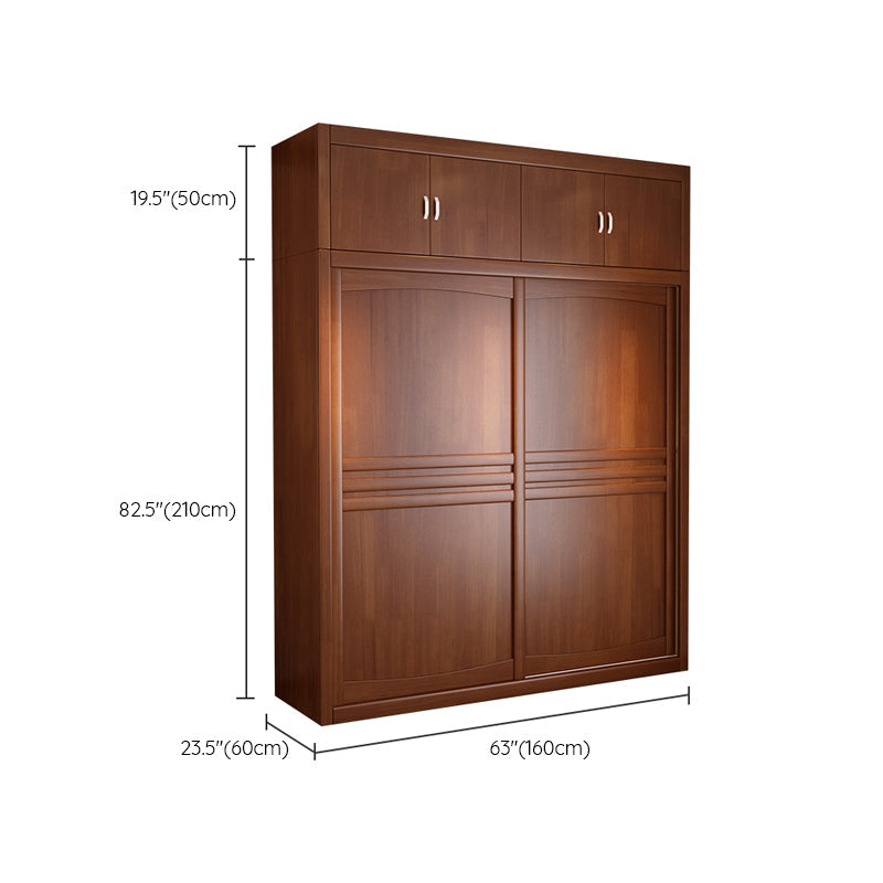 Rubber Wood Frame Wardrobe Freestanding Wardrobe Armoire with Shelves and Clothes Rail Clearhalo 'Armoires & Wardrobes' 'armoires_wardrobes' 'Bedroom Furniture' 'furn' 'furn_armoires_wardrobes' 'Furniture' 7371958