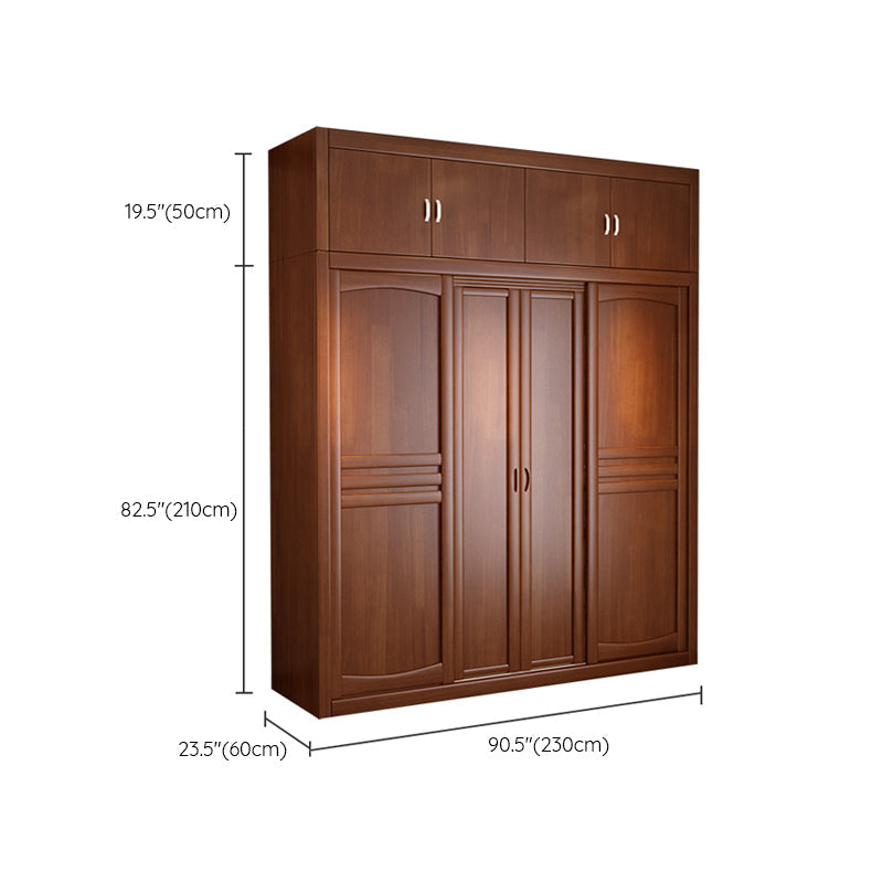 Rubber Wood Frame Wardrobe Freestanding Wardrobe Armoire with Shelves and Clothes Rail Clearhalo 'Armoires & Wardrobes' 'armoires_wardrobes' 'Bedroom Furniture' 'furn' 'furn_armoires_wardrobes' 'Furniture' 7371961