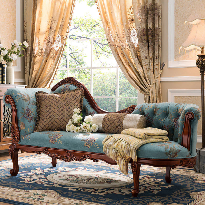 Traditional Cotton Blend Floor Chair with Rolled Arms Oversized Chaise Lounge Left-Arm Chaise Brown Clearhalo 'Chairs & Seating' 'Chaise Lounge' 'chaise_lounge' 'furn' 'furn_chaise_lounge' 'Furniture' 'Living Room Furniture' 7372247