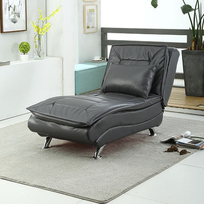 Contemporary Armless Accent Chair Faux Leather Reclining Chaise Gray Clearhalo 'Chairs & Seating' 'Chaise Lounge' 'chaise_lounge' 'furn' 'furn_chaise_lounge' 'Furniture' 'Living Room Furniture' 7372260