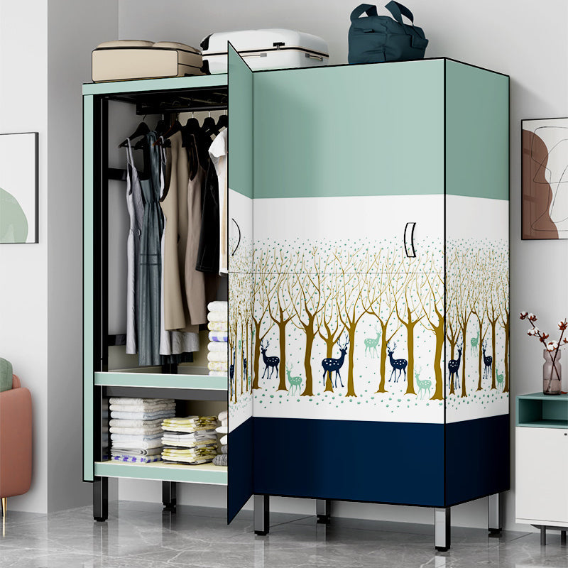 Modern Style Freestanding Wardrobe Armoire Metal Wardrobe with Clothes Rail
