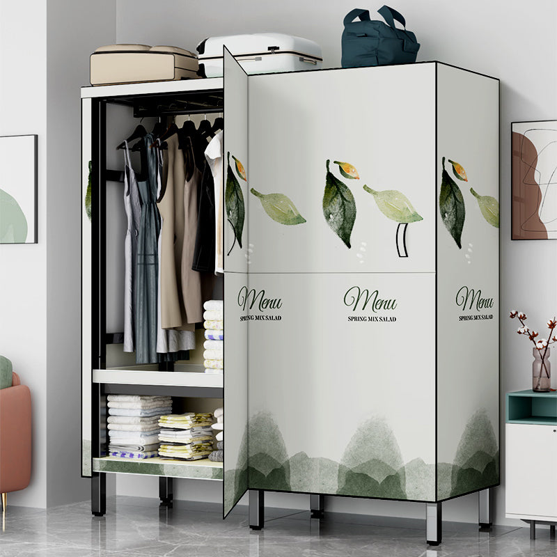 Modern Style Freestanding Wardrobe Armoire Metal Wardrobe with Clothes Rail