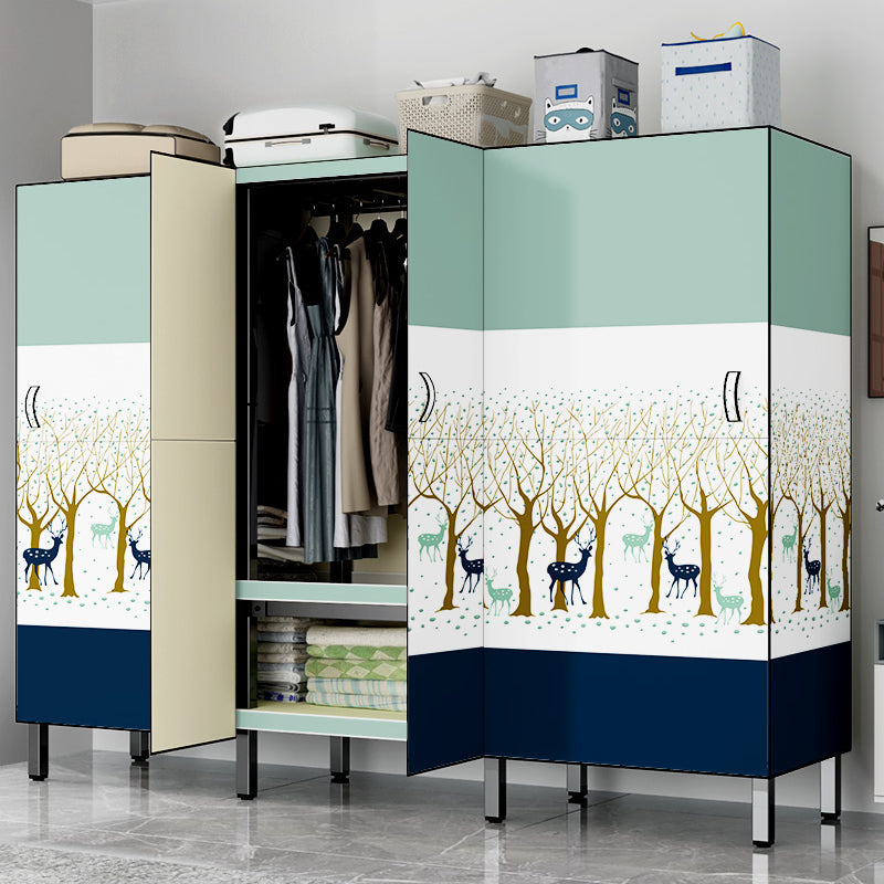 Modern Style Freestanding Wardrobe Armoire Metal Wardrobe with Clothes Rail