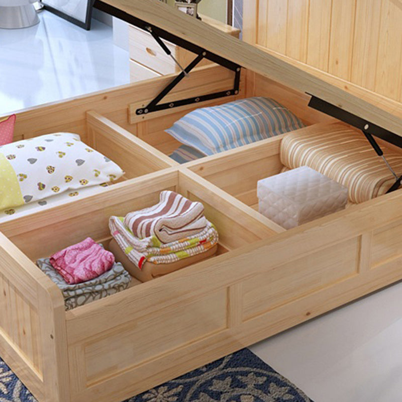 コンテンポラリーソリッドカラー標準ベッドウッドストレージキャメルバックベッドフレーム