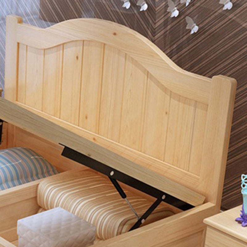 コンテンポラリーソリッドカラー標準ベッドウッドストレージキャメルバックベッドフレーム