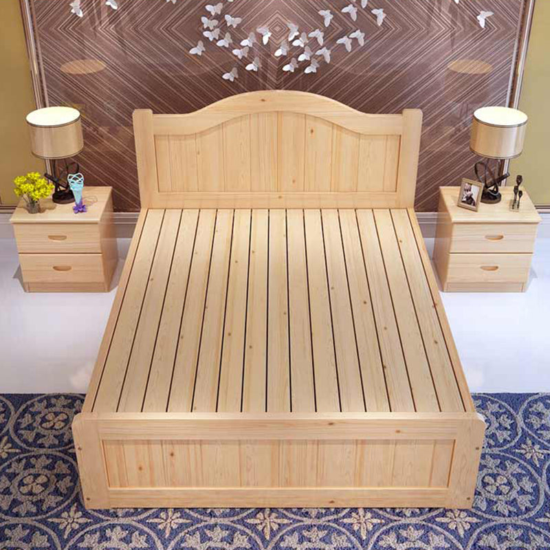コンテンポラリーソリッドカラー標準ベッドウッドストレージキャメルバックベッドフレーム