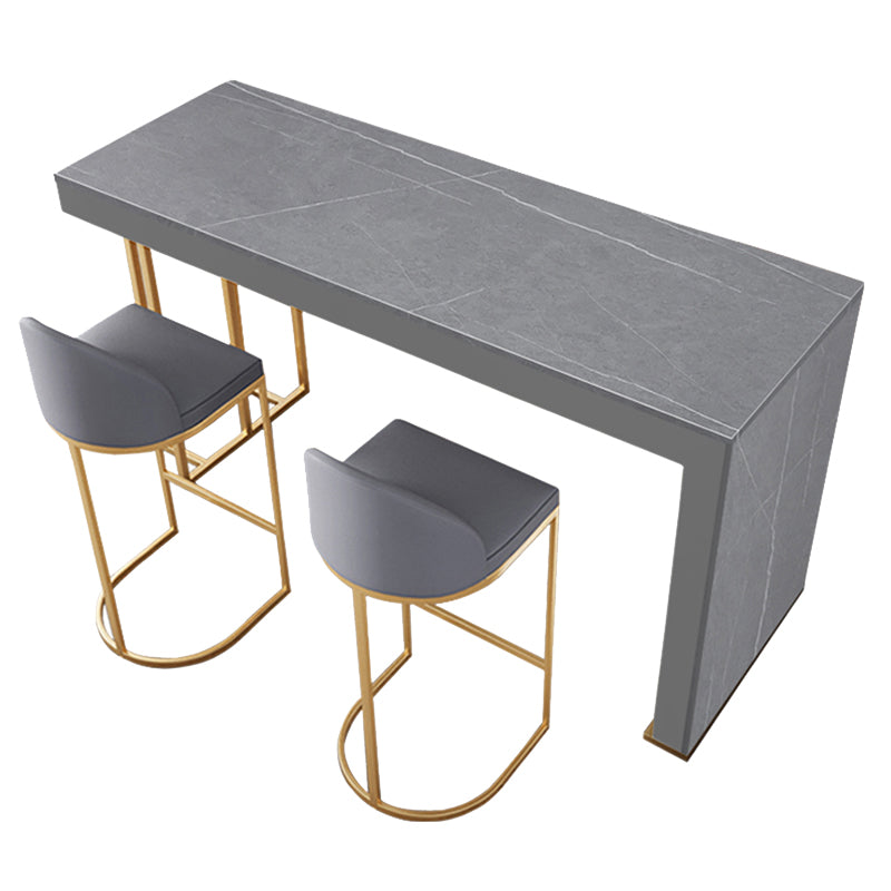 Glam Rectangle Stone Counter Table 1/3 Pieces Bar Table Set for Kitchen Table & Chair(s) Gold Clearhalo 'Bar Furniture' 'furn' 'furn_home_bar_bar_sets' 'Furniture' 'Home Bars & Bar Sets' 'home_bar_bar_sets' 'Kitchen & Dining Furniture' 7372534