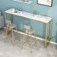 Glam Bar Pub Table Set 1/3 Pezzi Tavolo da Bar Rettangolare e Sgabelli Imbottiti con Struttura in Metallo