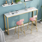Glam Bar Pub Table Set 1/3 Pezzi Tavolo da Bar Rettangolare e Sgabelli Imbottiti con Struttura in Metallo