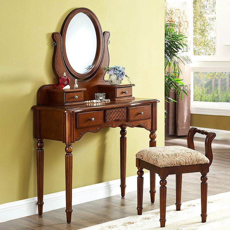 Solid Wood Makeup Table 57.08" H Makeup Vanity with 4 Drawers