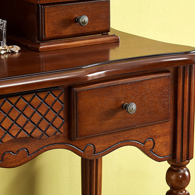 Solid Wood Makeup Table 57.08" H Makeup Vanity with 4 Drawers