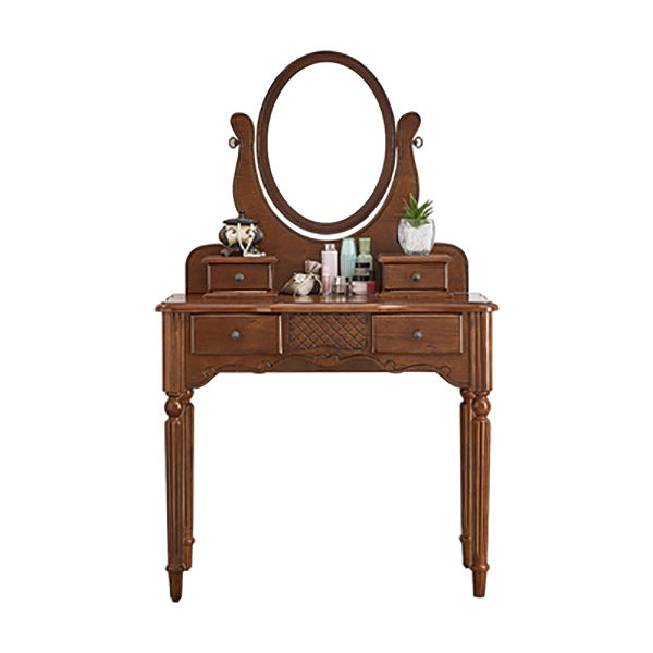 Solid Wood Makeup Table 57.08" H Makeup Vanity with 4 Drawers