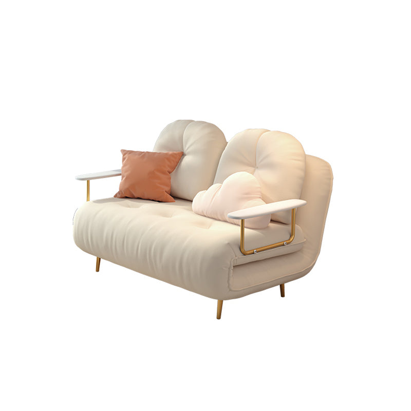 Glam White Futon and Mattress Square Arms Folding Futon Frame Clearhalo 'furn' 'furn_futons' 'Furniture' 'Futons & Daybeds' 'Futons' 'Living Room Furniture' 7372749