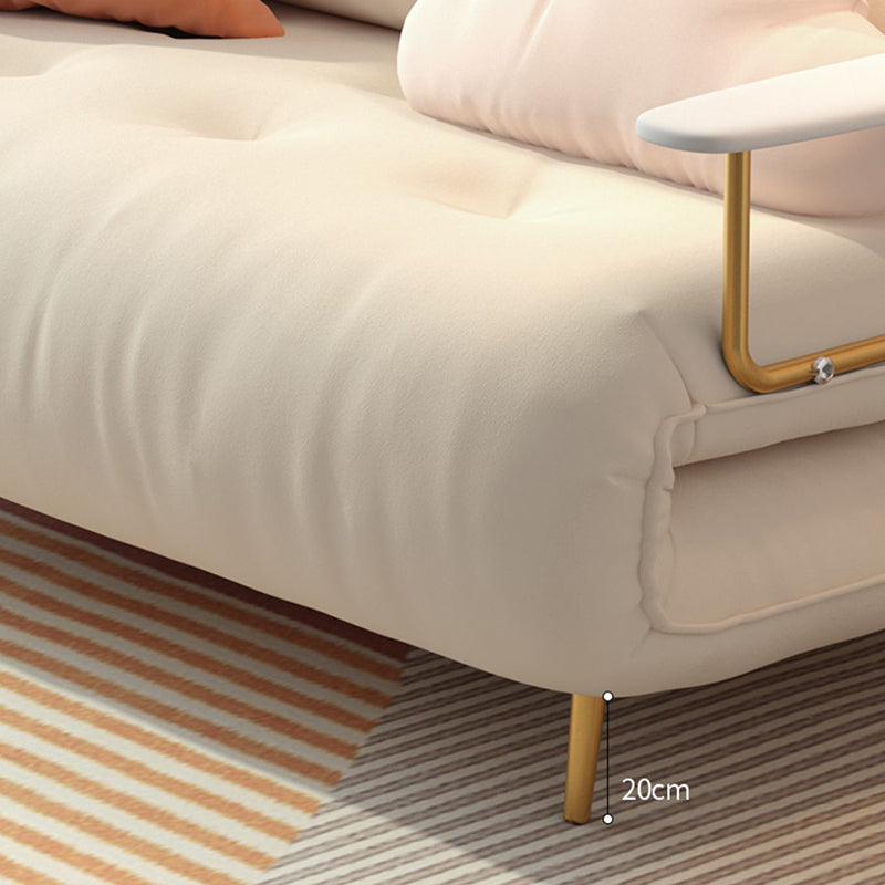 Glam White Futon and Mattress Square Arms Folding Futon Frame Clearhalo 'furn' 'furn_futons' 'Furniture' 'Futons & Daybeds' 'Futons' 'Living Room Furniture' 7372752