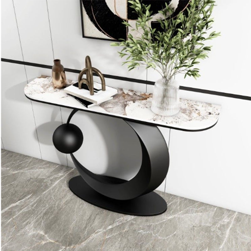 Contemporary Console Accent Table Antique Finish Console Sofa Table in Stone Black Pandora Gold Clearhalo 'Console Tables' 'console_tables' 'Entry & Mudroom Furniture' 'furn' 'furn_console_tables' 'Furniture' 7373152
