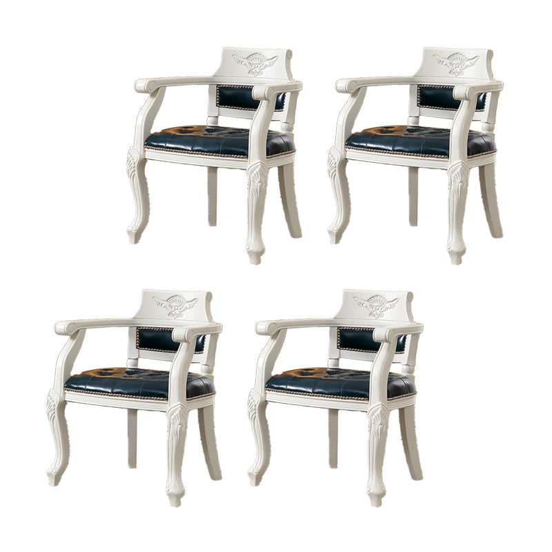 Rustieke stijl eetkamerstoel lederen stoel met houten basis voor thuis