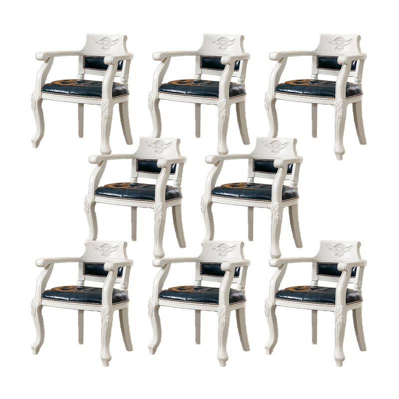 Rustieke stijl eetkamerstoel lederen stoel met houten basis voor thuis